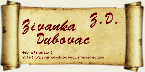 Živanka Dubovac vizit kartica